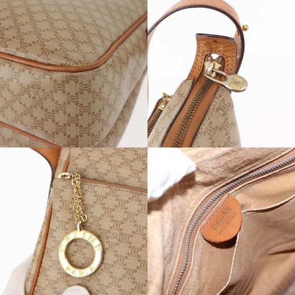 CELINE Macadam Canvas Shoulder Bag Pvc Beige Gold - Picture 11 of 13